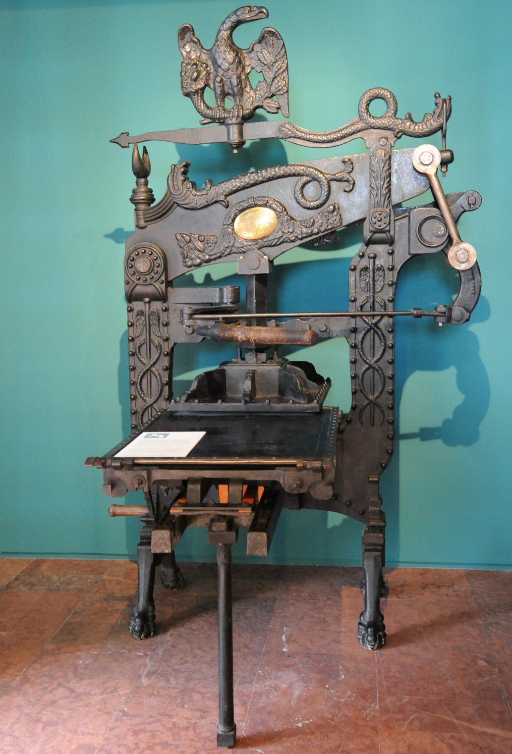 Angol gyártmányú, 1830-ban készített Columbia gyártmányú sajtó Landerer és Heckenast nyomdájából (Fotó: MTI/Manek Attila)