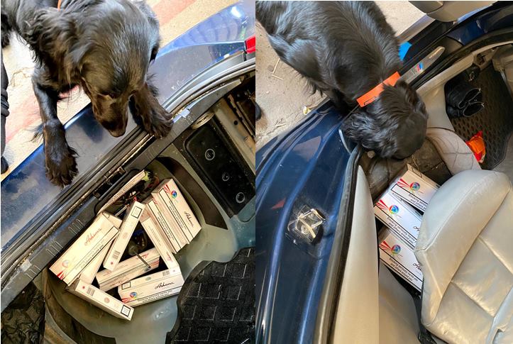 Csempészcigaretta miatt a BMW gépkocsit is bukta Kárpátalján. Fotó: Kárpátaljai Vámhivatal