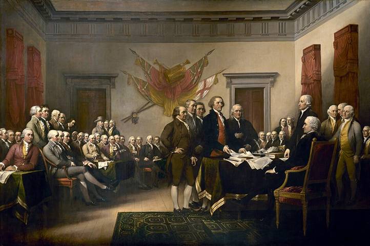 A Függetlenségi nyilatkozat aláírása, John Trumbull 1819-es festménye (Fotó: Wikipédia)