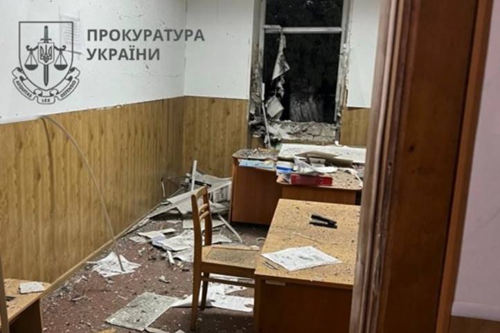 Éjszakai robbanás történt a kolomijai toborzóközpontban február 18-án. Fotó: Ukrajna Ügyészsége