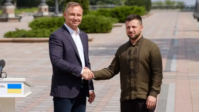 Volodimir Zelenszkij ukrán elnök és Andrzej Duda lengyel elnök. Fotó: rbc.ua