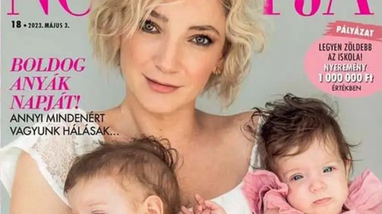 Borbély Alexandra és ikrei címlapon: először láthatjuk a lányok arcát