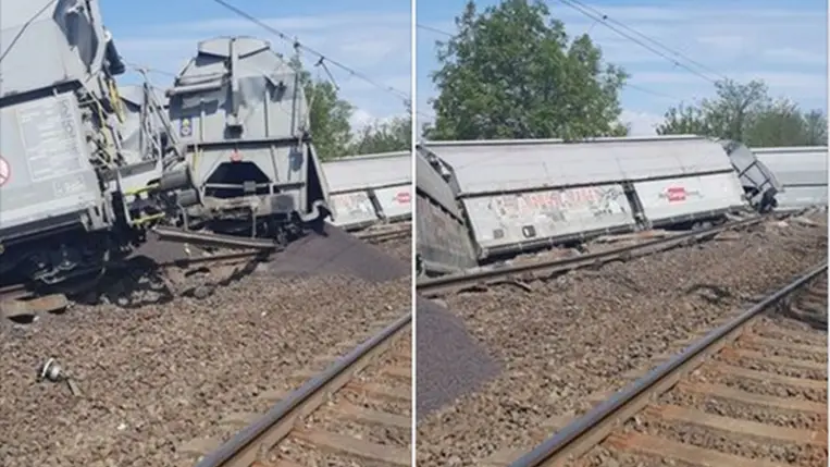 Tehervonat-baleset Újfehértó és Hajdúhadház között. Fotó: MÁVINFORM