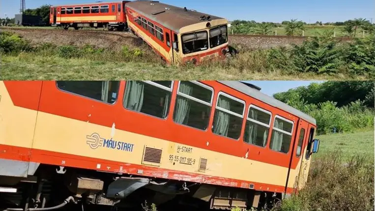 Személyvonat és gépkocsi ütközött Mezőhegyesnél. Fotó: MÁVINFORM