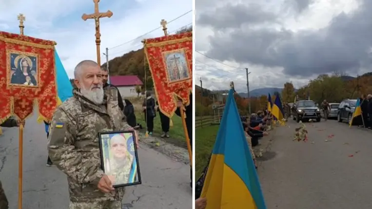 Kárpátalján végső búcsút vettek az elesett védőtől, Ivan Scserbejtől. Fotó: Videórészlet