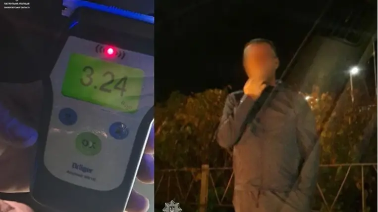 Kárpátalján a járőrök egy ittas sofőr vérében a véralkoholszint megengedett határértékének több mint 16-szorosát találták. Fotó: Kárpátaljai Járőrszolgálat