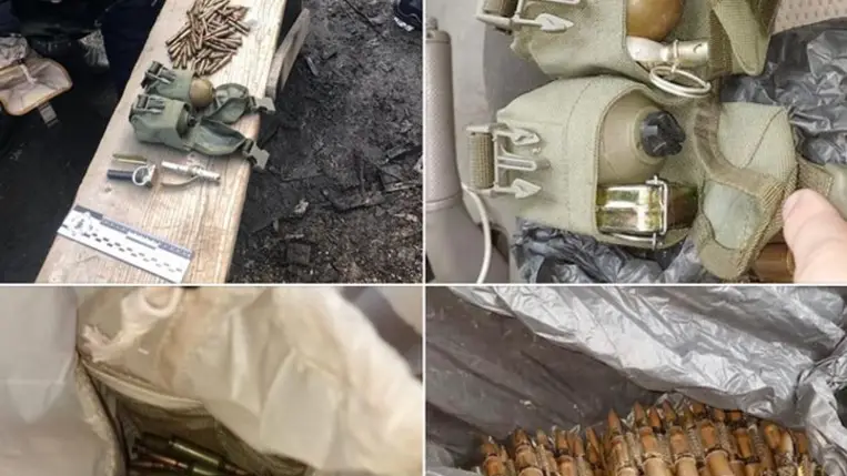 Gránátokat és lőszereket akart egy férfi behozni Kárpátaljára. Fotó: Kárpátaljai Rendőrség