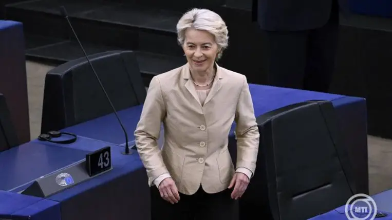 Strasbourg, 2024. október 9. Ursula von der Leyen, az Európai Bizottság elnöke a magyar uniós elnökségi programról szóló vitán az Európai Parlament plenáris ülésén Strasbourgban 2024. október 9-én. MTI/Purger Tamás