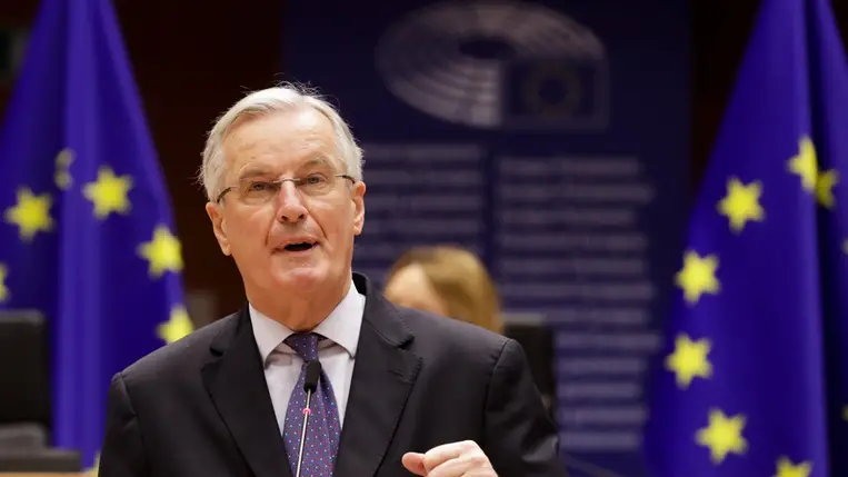  2020. decemberében Brüsszelben készített kép Michel Barnierről (Fotó: MTI/EPA pool/Olivier Hoslet)
