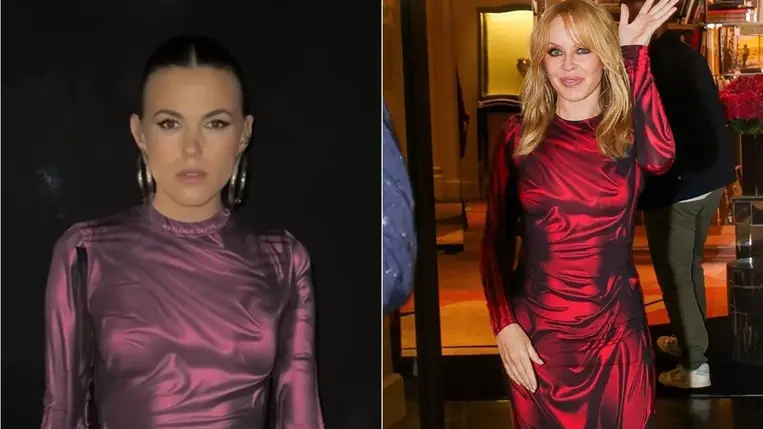 Csobot Adél ugyanolyan ruhában, mint Kylie Minogue