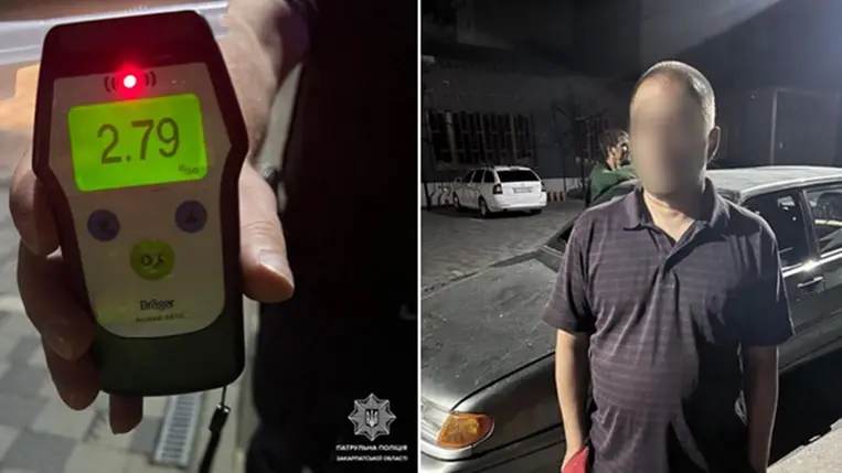 Részegen szabálytalankodott a VAZ sofőrje Munkácson. Fotó: Kárpátaljai Járőrszolgálat/Facebook