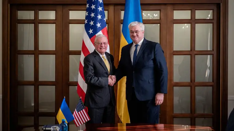 USA / Ukrajna / Nagy-Britannia / amerikai-ukrán találkozó / elnöki megbízott / Keith Kellogg / Andrij Szibiha / Ukrán külügyminiszter / ukrán elnöki iroda vezetője / Andrij Jermak / Orosz-ukrán háború / Háború befejezése / Tűzszünet