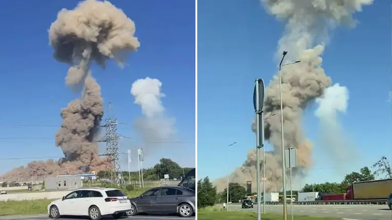 Berezina településen, Zsitomir közelében két robbanás történt az M-06-os úton. Fotó: РБК-Україна