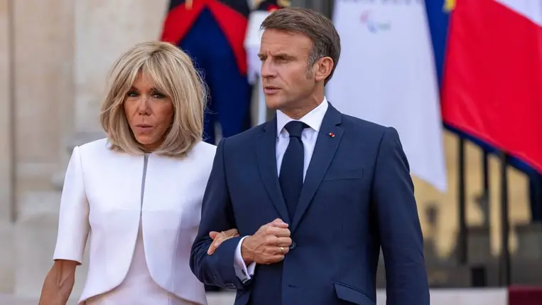 Brigitte Macron és Emmanuel Macron (Fotó: MTI/EPA/Andre Pain)