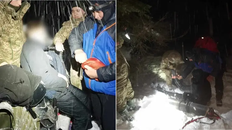 Romániába akart jutni, de az intenzív osztályra került – megmentették a hegyekben teljesen kihűlt határsértőt. Fotó:  Ukrán Állami Határőrszolgálat