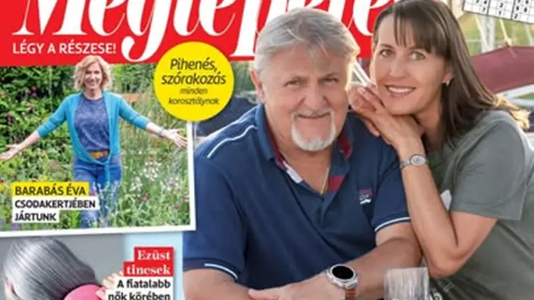 Szerednyey Béla fiatalabb feleségével közös címlapon