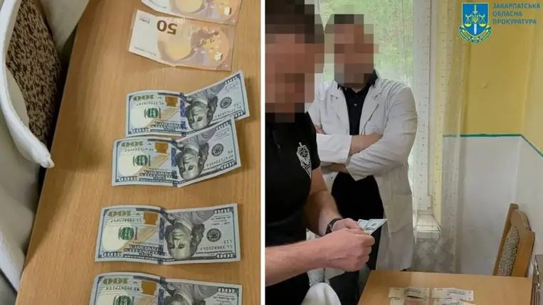 A técsői ügyészség vádat emelt egy kórházi osztályvezető ellen, aki 1000 dollár kenőpénzért hamis orvosi papírokat adott ki, hogy elkerülhető legyen a mozgósítás. Az ügyet a járásbíróság tárgyalja.. Fotó: Kárpátaljai Megyei Ügyészség