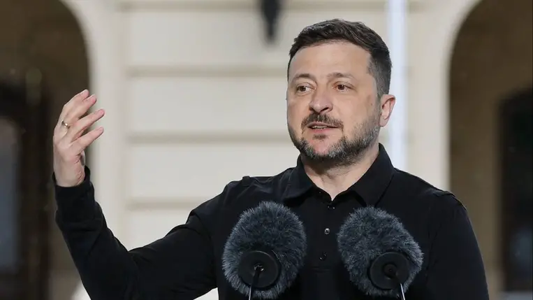 Volodimir Zelenszkij ukrán elnök. Fotó : Szerhij Dolzsenko
