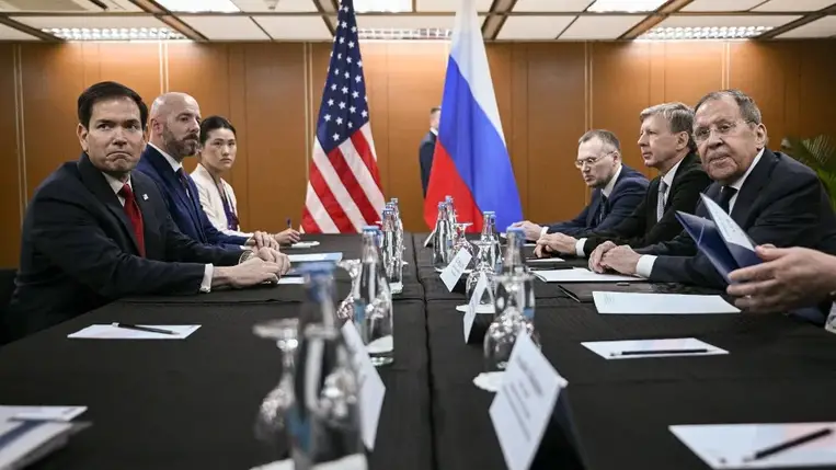 Rubio és Lavrov találkozója félórás volt. AFP/Pool/Brendan Smialowski