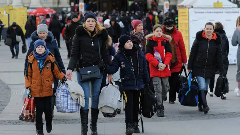 Ukrán menekültek 2022. március 17-én Fotó: Mykola Tys / SOPA Images / Getty Images