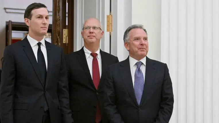 Jared Kushner, Kirill Dmitrijev és Steve Witkoff 2025. december 2-án Fotó: Kristina Kormilitsyna / Reuters