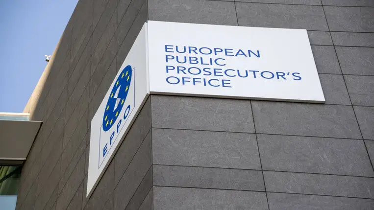  Az Európai Ügyészség [EPPO] bejárata Luxemburgban. Fotó: Harald Tittel / picture alliance / Getty Images