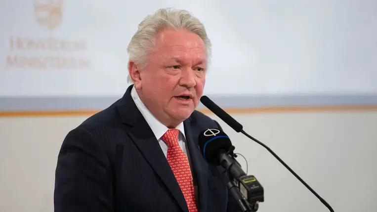 Armin Papperger, a harcjárműveket gyártó Rheinmetall AG elnöke (Fotó: MTI/Bodnár Boglárka)