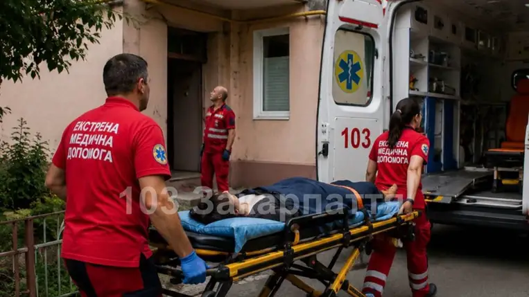 Betonburkolatra zuhant egy harmadik emeleti erkélyről egy 36 éves nő. A sérülthöz mentőegység érkezett a Técsői járásban. Fotó: Illusztráció. facebook.com/103zakarpat