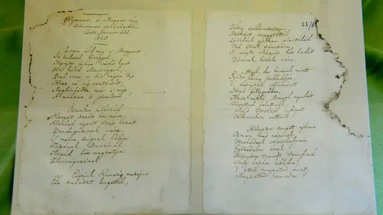 Kölcsey Ferenc Himnusz című versének eredeti kézirata a szécsényi Kubinyi Ferenc Múzeumban (Fotó: MTI/Komka Péter)