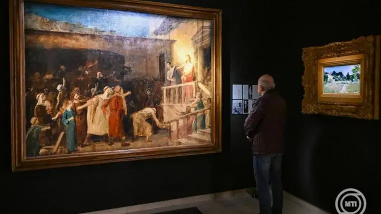  Munkácsy Mihály Ecce Homo című festménye a Kieselbach Galéria 78. őszi aukciójának kiállításán 2025. szeptember 30-án. MTI/Illyés Tibor