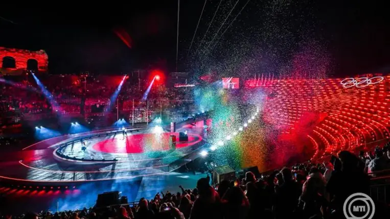 Verona, 2026. február 22. A 2026-os milánói-cortinai téli olimpia záróünnepsége a Verona Arénában 2026. február 22-én. MTI/Illyés Tibor