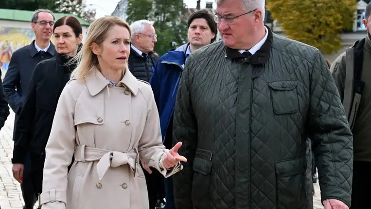 Kaja Kallas és uniós miniszterek Kijevbe utaztak. Fotó:Sergei SUPINSKY / AFP