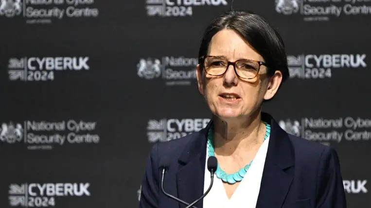 Anne Keast-Butler, az elektronikus kommunikáció figyelésére és kiberhírszerzésre szakosodott brit nemzetbiztonsági szolgálat (GCHQ) vezérigazgatója. Fotó: Matthew Horwood for CYBERUK via Getty Images