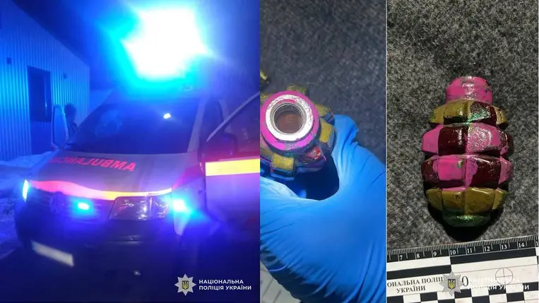 Három harci gránátot és lőszereket találtak egy kijevi férfi autójában a Toruny (Toronya) településnél felállított ellenőrzőponton.. Fotó: Ukrán Nemzeti Rendőrség