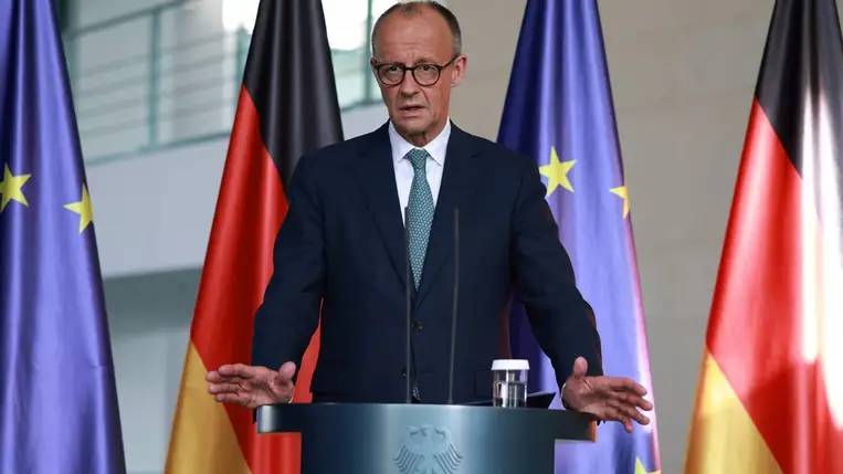 Friedrich Merz német kancellár (Fotó: MTI/EPA/Clemens Bilan)