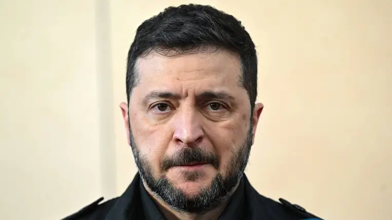Volodimir Zelenszkij ukrán elnök (Fotó: MTI/EPA-PAP/Radek Pietruszka)