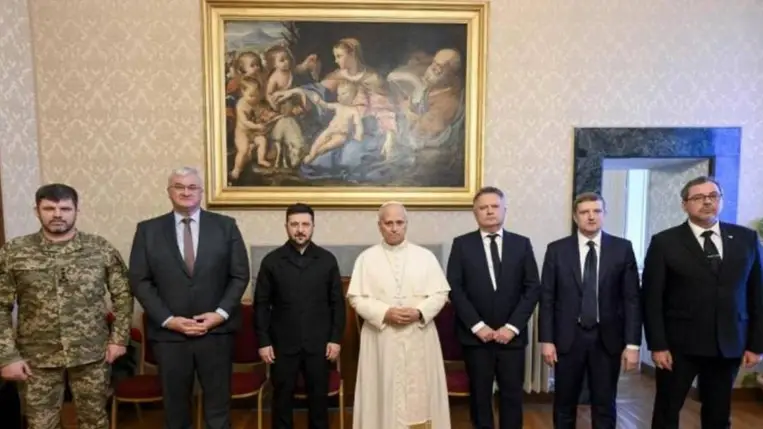 XIV. Leó pápa fogadta az ukrán elnököt. Fotó: Fotó: MTI/EPA/Vatikáni Média