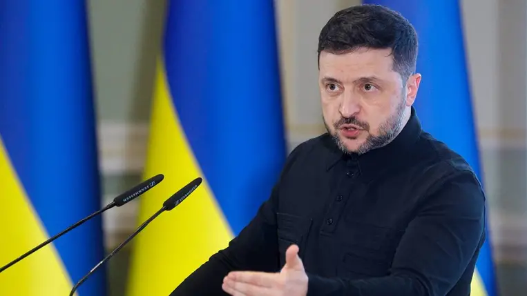 Volodimir Zelenszkij ukrán elnök (Fotó: MTI/EPA/Szerhij Dolzsenko)