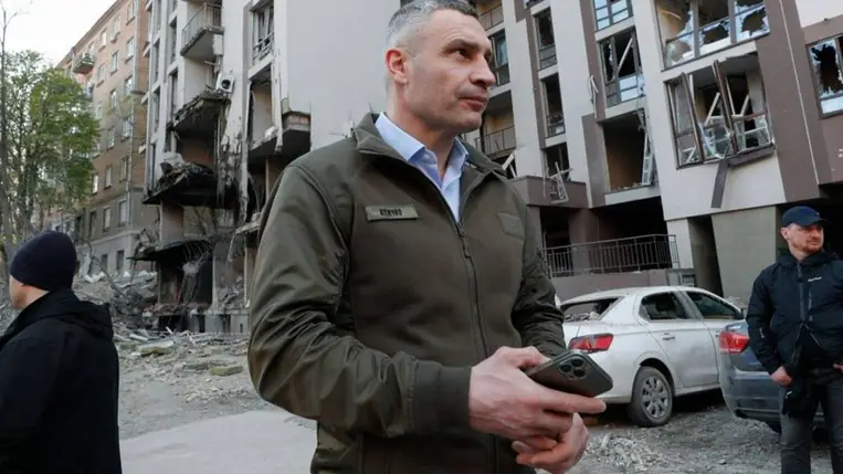 Vitalij Klicsko kijevi polgármester (Fotó: MTI/EPA/Szerhij Dolzsenko)