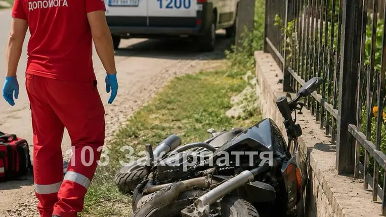 Mentők szállították kórházba a Rahón súlyosan megsérült 18 éves motorost./ Fotó:  Kárpátaljai Mentőszolgálat