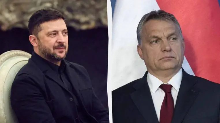 Volodimir Zelenszkij, Ukrajna elnöke és Orbán Viktor, Magyarország miniszterelnöke. Fotó: Unian