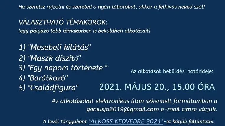 „Alkoss kedvedre!” - rajzpályázatot hirdet a "GENIUS" Alapítvány