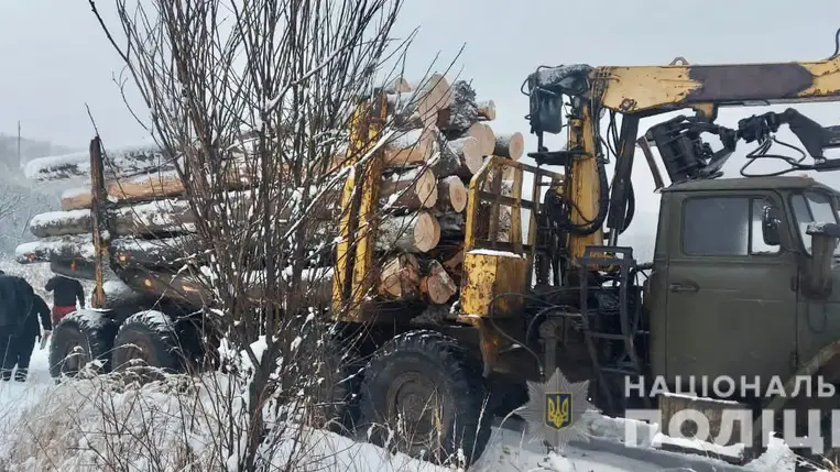 Illegális fát szállító kamiont állítottak meg a rendőrök Kárpátalján