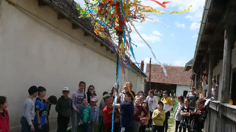 Májusfaállítás a Nagyberegi Tájházban
