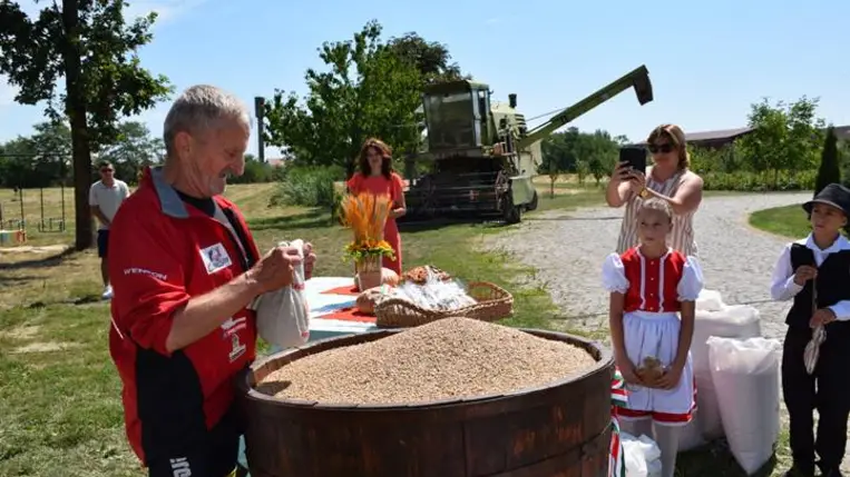 Magyarok Kenyere. Búzaösszeöntő ünnepség Nagydobronyban - A megpróbáltatások idején még jobban összekapaszkodunk. Fotó: Kárpátinfó/ Kovács Elemér