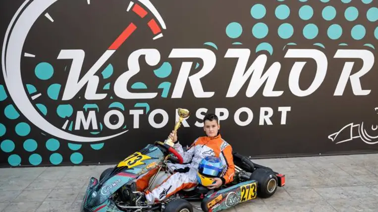 Manzák Martin az MNASz Gokart Kupa Junior győztese 2025-ben. Fotó: Hajóka SportFotó