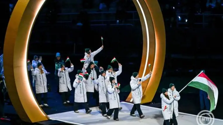 A 2026-os milánói-cortinai téli olimpia megnyitóünnepsége a milánói San Siro Stadionban 2026. február 6-án. MTI/Illyés Tibor