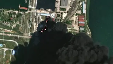 Ukrán dróntámadás érte az orosz kulcsfontosságú logisztikai bázison lévő katonai és energiaipari létesítményeket. AFP/Satellite image ©2026 Vantor/Handout