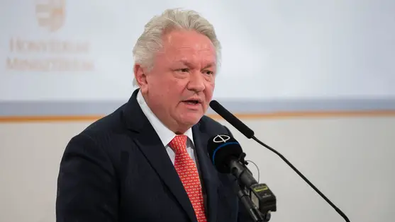 Armin Papperger, a harcjárműveket gyártó Rheinmetall AG elnöke (Fotó: MTI/Bodnár Boglárka)