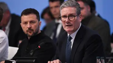 Keir Starmer brit miniszterelnök és Volodimir Zelenszkij ukrán elnök. Fotó: Getty Images